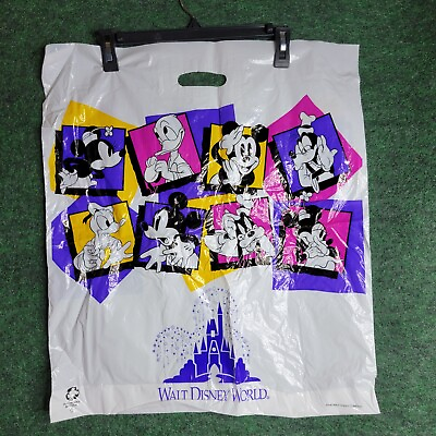 #ad Vintage Plastic Walt Disney World Plastic Souvenir Bag 1990#x27;s Mickey Minnie $9.99