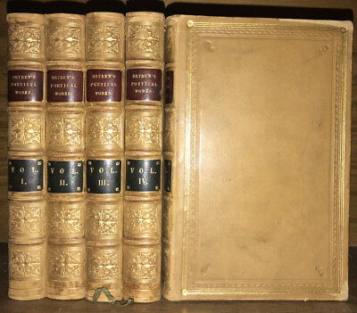 #ad LEATHER Set; WORKS OF DRYDEN Poetry Gift Complete Full 1844 $500.00