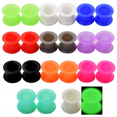 #ad 2Piece Thick Silicone Ear Gauge Plugs Flesh Tunnel Ear Stretchers Expander 2g 1quot; $6.99