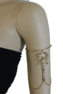 #ad Women Gold Metal Upper High Arm Cuff Bracelet Long Scorpion Silver Bling Jewelry $18.99