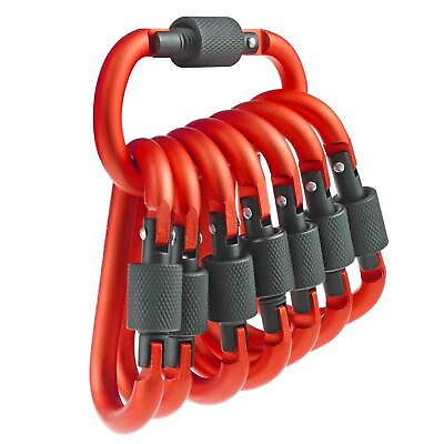 #ad 10 Pack Aluminum D Ring Key Rings Hiking Clips Locking Carabiner for Hiking C... $19.21