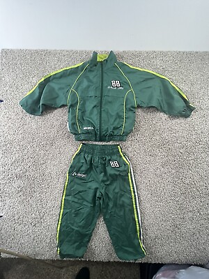 #ad Vintage Dale Earnhardt Jr #88 Kids Piece Lined Windbreaker Suit Green Medium $32.12
