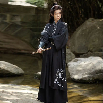 #ad Chinese Silk Robe Ancient Knight Hanfu Men Women Hanfu Traditional Dance Costume $69.06