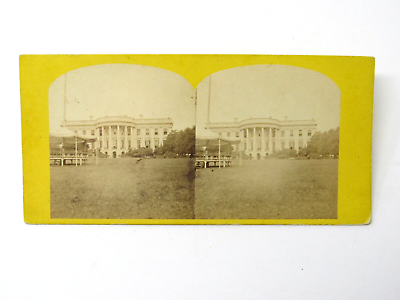 #ad Washington D. C. White House Front View Rare Stereoview c1880 Albumen Print $37.50