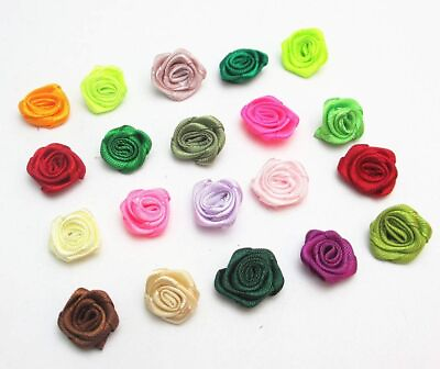 #ad Mini Satin Rose Flowers Rosette Bow Appliques DIY Wedding Craft Decoration 10Pcs $11.27