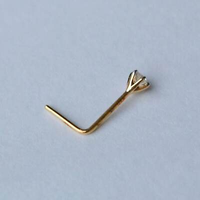#ad 2.1mm Natural Diamond Solid Gold Nose Stud 22g Body Jewellery READY TO SHIP $170.00