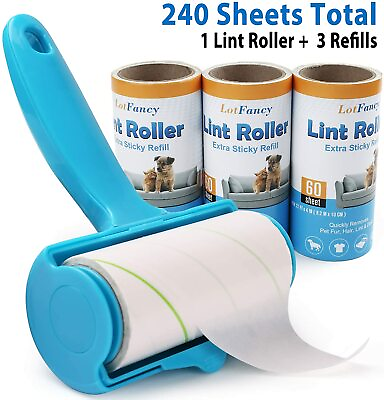 #ad Extra Sticky Lint Roller Set 240 Sheets Pet Dog Cat Hair Removal Brush Remover $8.99
