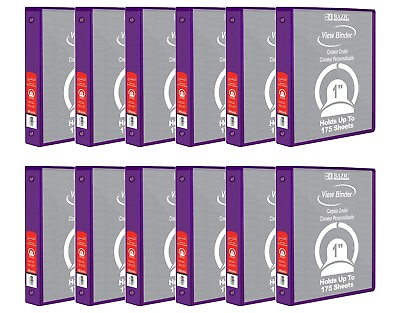 #ad BAZIC 1quot; Purple 3 Ring View Binder w 2 Pockets Case of 12 $42.99