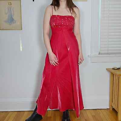 #ad Vintage Morgan amp; Co. Pink Iridescent Prom Dress Empire waist 90s y2k Beaded $114.00