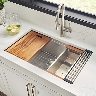 #ad Ruvati 32 inch Undermount Workstation Kitchen Sink Single Bowl RVH8300 $199.00