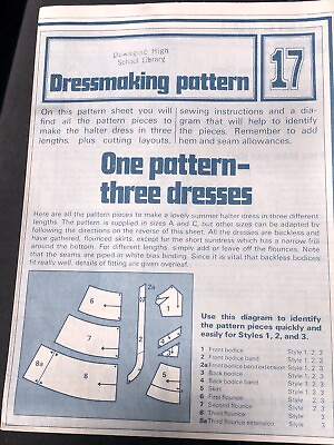 #ad Dressmaking Pattern #17 One Pattern Three Dresses Sewing UnCut Vintage and Rare $7.99