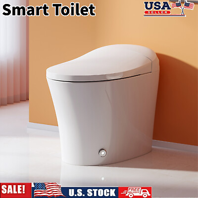#ad One Piece Elongated Smart Toilet Bidet 1.27GPF Dual Flush Floor Mounted Toilets $535.79