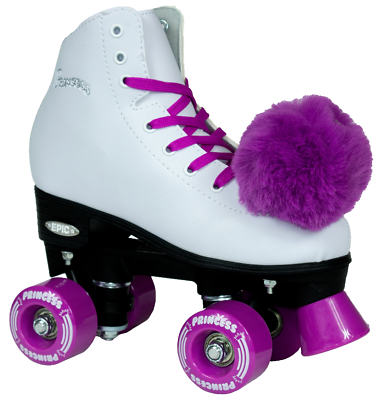 #ad New Dark Purple Princess Indoor Outdoor Quad Roller Skates Pom Poms $69.99