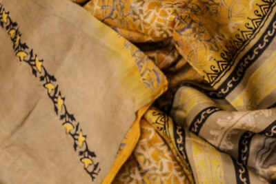 #ad Vintage Indian Pure Silk Saree Ethnic Textile Printed Sari Carft Sarong PSS11489 $25.99