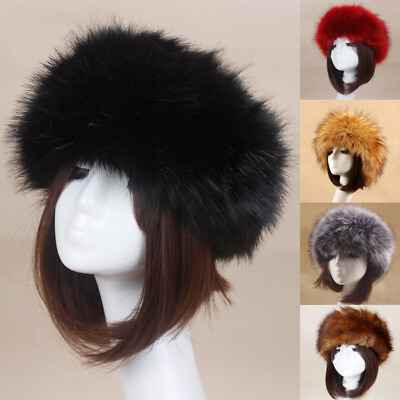 #ad Women Russian Ushanka Fluffy Cap Faux Fox Fur Headband Hat Winter Ear Warmer Ski $12.25