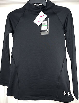 #ad Under Armour Youth Girl#x27;s Large Black ColdGear Mock Neck Shirt NEW $16.19