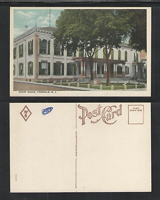 #ad 1950s COURT HOUSE FREEHOLD NJ POSTCARD { COMMERCIAL CHROME } $2.50