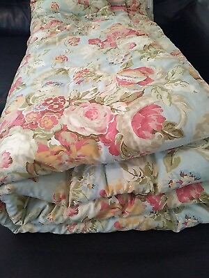 #ad Waverly Spring Bling Roses King Comforter Floral Blue $149.99