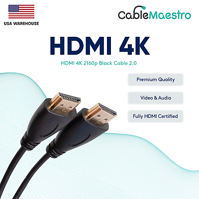 #ad HDMI Cable 4K 2160P 2.0 Ultra High Speed 144Hz PS5 PS4 Xbox PC Gold Plated lot $8.95