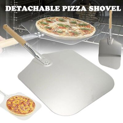 #ad Aluminum Pizza Long Wood Handle Pizza Peel Shovel Kitchen Tool Pizza Lifter $38.69