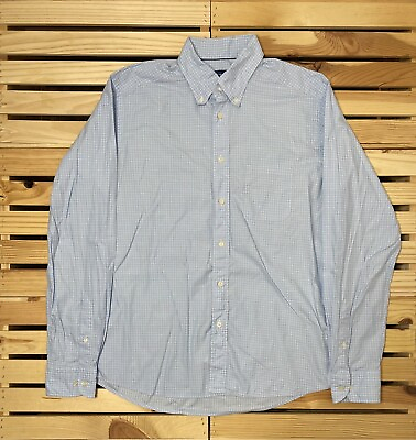 #ad Eton Contemporary Blue amp; White Checks Long Sleeve Dress Shirt 16.5 42 Large $21.25