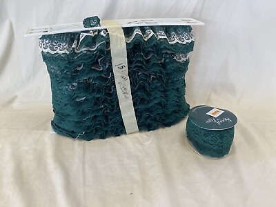 #ad Lot of 2 Spools Vintage Green Lace Both 2.5 Inches $35.00