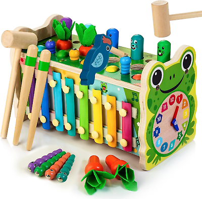 #ad Juguetes Montessori de madera 6 en 1 para niños de 1 año de edad juego de golpe $45.65