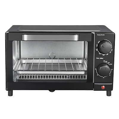 #ad Mainstays 4 Slice Toaster Oven with 3 Setting Baking Rack and Pan Black New $19.98