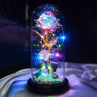 #ad Enchanted Crystal Flower Gift Galaxy Rose in Glass Dome Valentines Day Gift $21.09