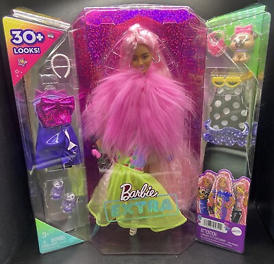 #ad Barbie Extra Deluxe Doll 30 Looks Flexible Joints Pink Hair Accessories Pet NEW $24.95