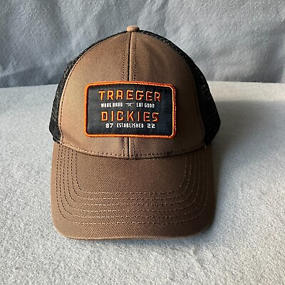 #ad Traeger Dickies Hat Mens Snapback Brown Black Mesh Trucker Workwear Utility Cap $9.95