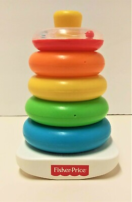 #ad Fisher Price Rock a Stack Colorful Rings Set Childrens Toys Plastic Stacker $15.86