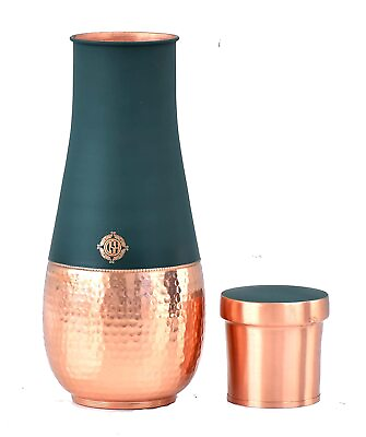 #ad Copper Serving Water Bedroom Bottle Bedside with Inbuilt Glass Storage 1600ML $75.85