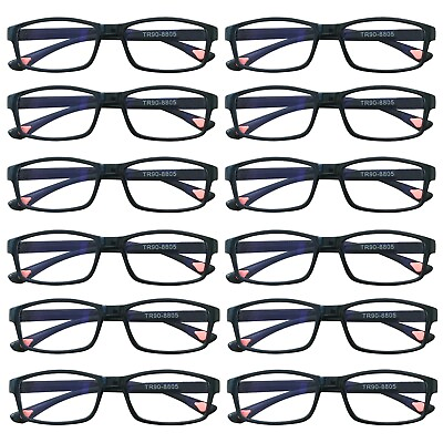 #ad 12 Packs Unisex Rectangular Frame Reading Glasses Classic Readers for Men Women $17.79