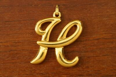 #ad MODERN Bold Gold Tone Metal H Monogram Script Initial Monogram Necklace Pendant $14.26