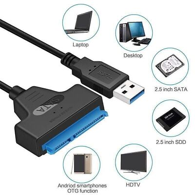 #ad #ad USB 3.0 to 2.5quot; SATA III Hard Drive Adapter Cable UASP SATA to USB3.0 Converter $3.82
