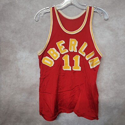 #ad Rare Vintage 1960#x27;s Oberlin Ohio College 11 Basketball Game Worn Jersey Mens M $219.99