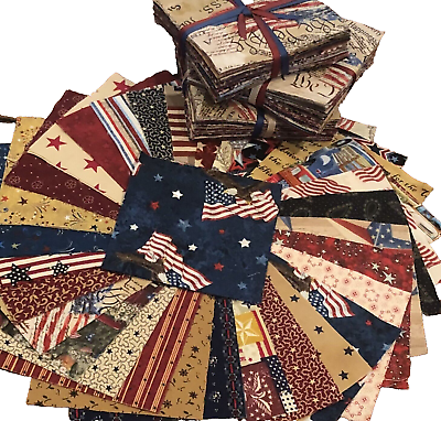 #ad 60 Sq. Striking Patriotic 5” Charm Pack of 100% Cotton All Quilt Shop Fabrics $16.90