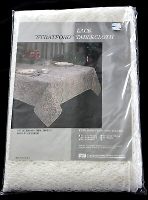 #ad NEW 70quot;x84quot; Stratford Lace Tablecloth Style #R4016 White Oblong 100% Polyester $29.99