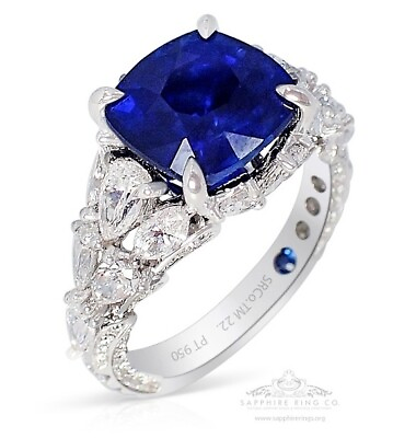 #ad Sapphire Ring 7.75 tcw Natural Cushion Platinum 950 GIA Origin Certified $11635.00