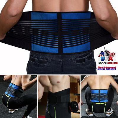 #ad Magnetic Double Pull Lower Back Support Brace Lumbar Waist Belt Breathable Belt $15.49