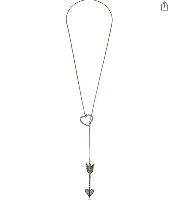 #ad Betsey Johnson quot;Hearts and Arrowsquot; Pave Long Lariat Necklace 33quot; B12 $42.91