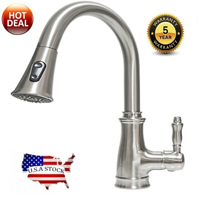 #ad BRUSH NICKEL PULL OUT KITCHEN FAUCET $99.99