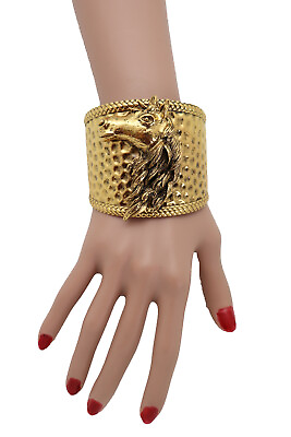 #ad Women Gold Fashion Metal Cuff Bracelet Horse Animal Rodeo Jewelry Bootylicious $19.99