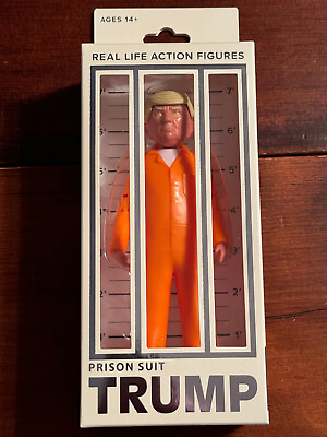 #ad Donald Trump Inmate Prison Suit quot;Lock Him Upquot; Action Figure 2023 w Middle Finger $29.95