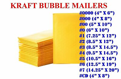 #ad 50 100 200 500 Kraft Bubble Mailers Padded Envelope Shipping Bags Seal Any Size $7.97