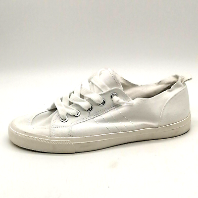 #ad Maurices Womens Betsy Lace Up Sneakers White Canvas Round Toe Fringed Edging 9M $6.49