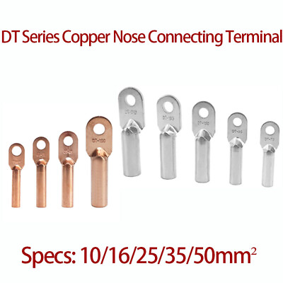 #ad DT Series Copper Nose Connecting Terminal Tin Plating 10 16 25 35 50mm²Connector $4.93