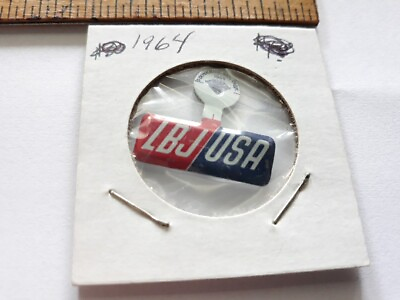 #ad 1964 LBJ Johnson Humphrey president campaign political election tab button $1.99