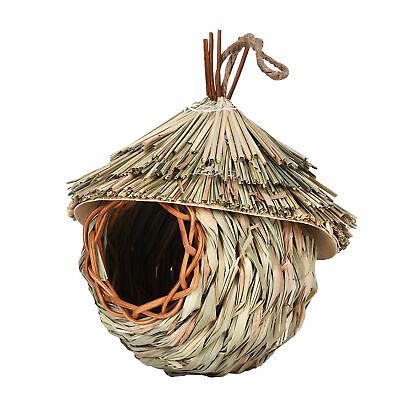 #ad Hanging Hummingbird Bird House Hand Woven Straw Birdhouse Garden Nest House $12.65